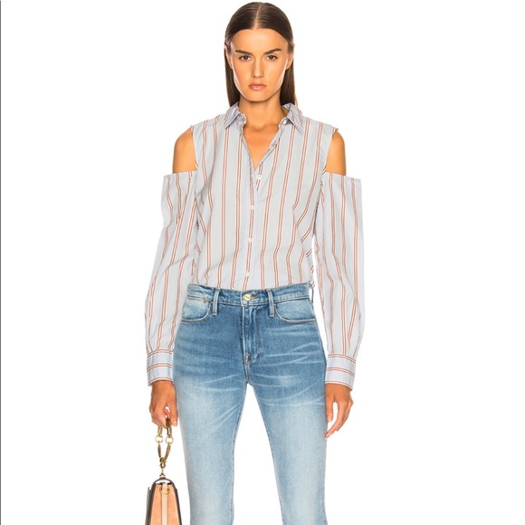 NWT Frame cotton shoulderless top button-up shirt